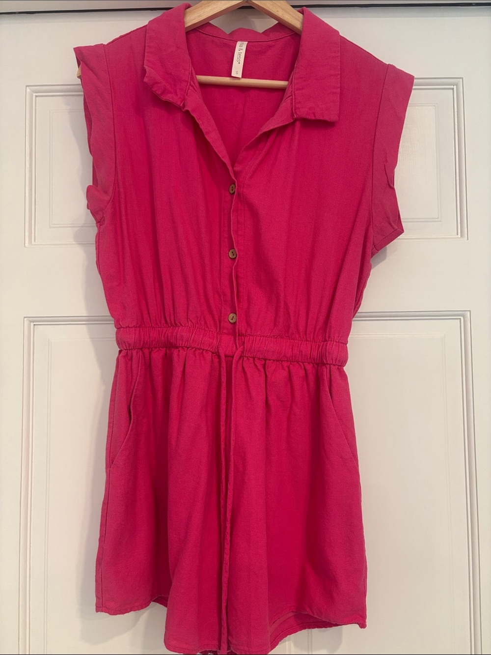 Women’s Hot Pink Button-Front Romper